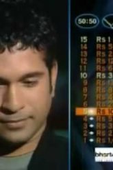 Sachin Tendulkar with Amitabh Bachchan on KBC Quiz